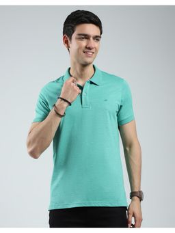 Monte Carlo - Mens Solid Green Collar Neck Half Sleeve T-shirt