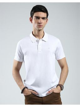 Monte Carlo - Mens Solid White Collar Neck Half Sleeve T-shirt