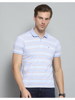 Monte Carlo - Mens Striped Blue Collar Neck Half Sleeve T-shirt