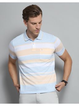 Monte Carlo - Mens Striped Blue Collar Neck Half Sleeve T-shirt