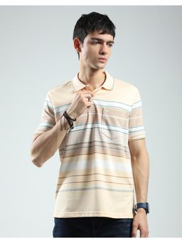 Monte Carlo - Mens Striped Yellow Collar Neck Half Sleeve T-shirt