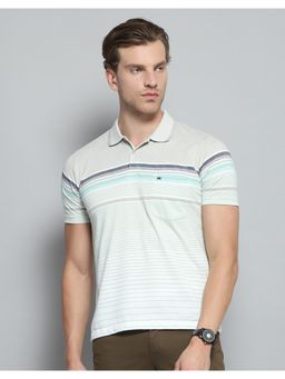 Monte Carlo - Mens Striped Green Collar Neck Half Sleeve T-shirt