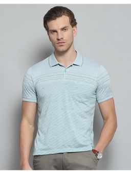 Monte Carlo - Mens Striped Green Collar Neck Half Sleeve T-shirt