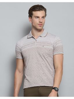 Monte Carlo - Mens Striped Brown Collar Neck Half Sleeve T-shirt