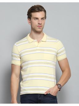 Monte Carlo - Mens Striped Yellow Collar Neck Half Sleeve T-shirt
