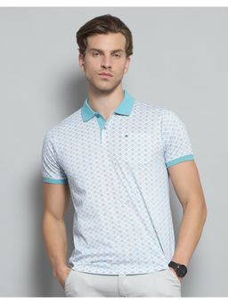 Monte Carlo - Mens Printed Blue Collar Neck Half Sleeve T-shirt