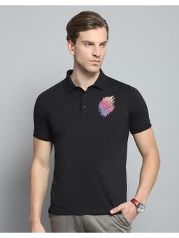 Monte Carlo - Mens Black Collar Neck Half Sleeve T-shirt