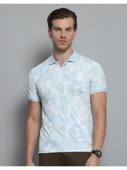Monte Carlo - Mens Printed Blue Collar Neck Half Sleeve T-shirt