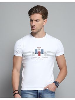 Monte Carlo - Mens White Round Neck Half Sleeve T-shirt