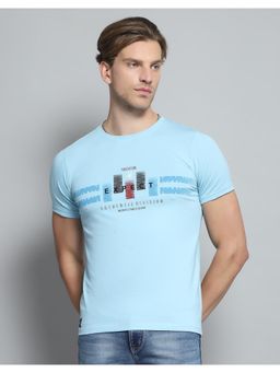 Monte Carlo - Mens Blue Round Neck Half Sleeve T-shirt