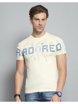 Monte Carlo - Mens Printed Beige Round Neck Half Sleeve T-shirt