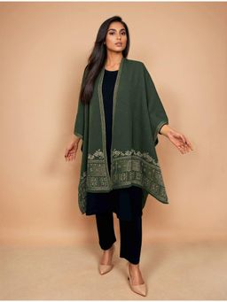 trueBrowns - Green Woolen Woven Cape