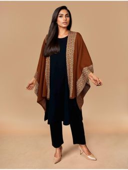 trueBrowns - Brown Woolen Woven Cape