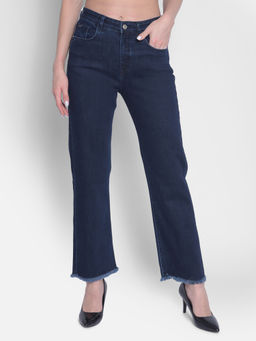 CRIMSOUNE CLUB - Women's Navy Blue Straight Jeans