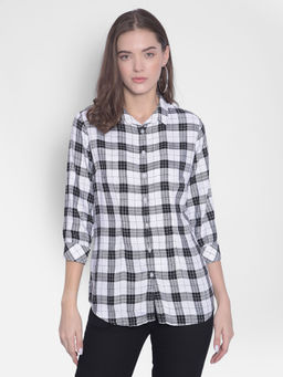 CRIMSOUNE CLUB - Women's White Checked Shirt