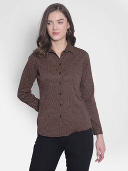 CRIMSOUNE CLUB - Women's Navy Blue Printed Shirt