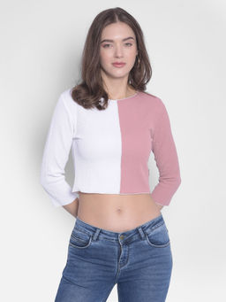 CRIMSOUNE CLUB - Women's Pink Colorblocked Crop Top