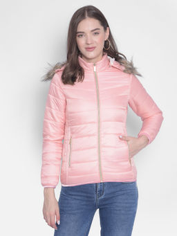 CRIMSOUNE CLUB - Women's Pink Detachable Hooded Padded Jacket