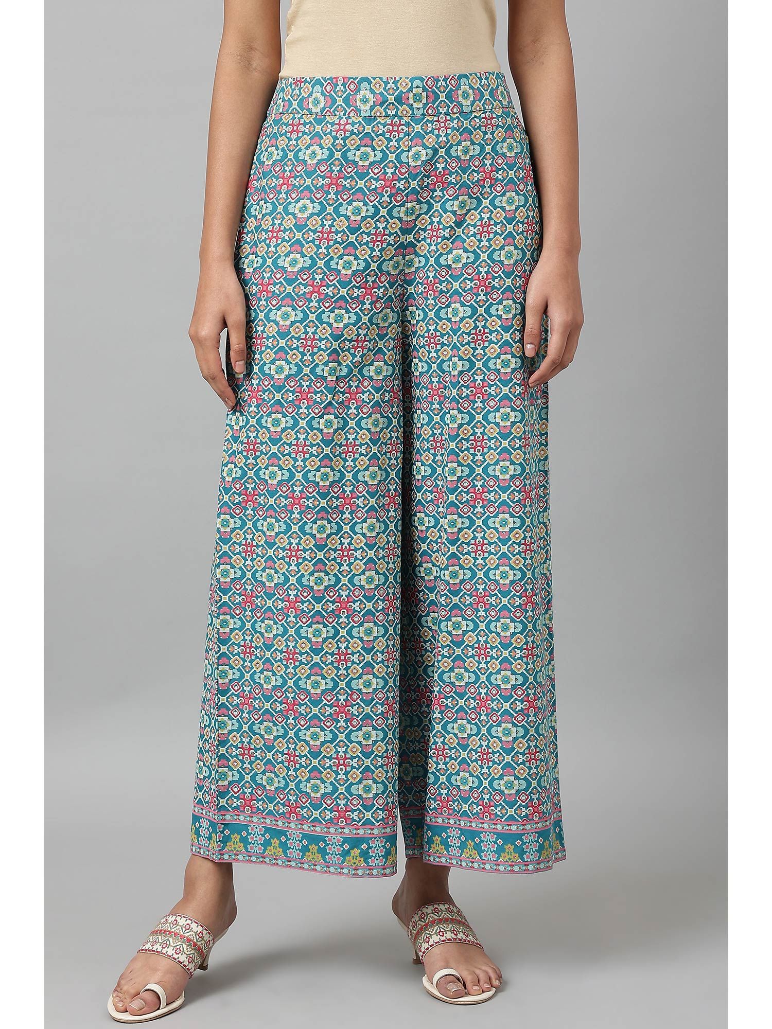 Blue Printed Parallel Pants-picture-29