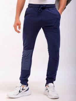 The Indian Garage Co - Men Slim Fit Placement Solid Mid-Rise Knitted Joggers