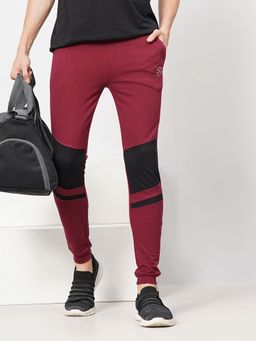 The Indian Garage Co - Men Slim Fit Colorblocked Mid-Rise Knitted Joggers