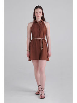 Prakriti Jaipur - Mocha Short Dress with Belt (Set of 2)
