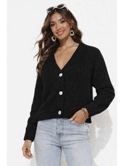 NOBARR - Black Textured Casual Cardigan