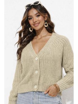 NOBARR - Brown Textured Casual Cardigan