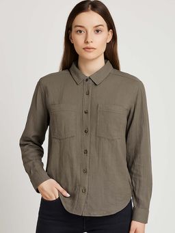 NOBARR - Olive Solid/Plain Casual Shirt