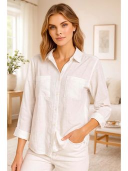 NOBARR - White Solid/Plain Casual Shirt