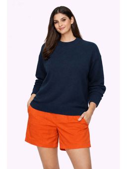 NOBARR - Navy Blue Textured Casual Sweater
