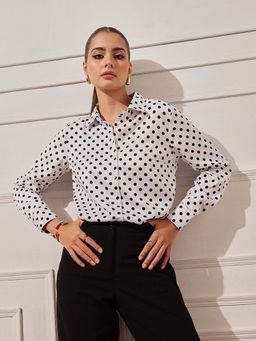 STREET 9 - White Polka Dots Casual Shirt