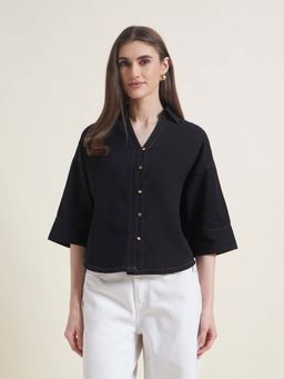 Beatnik - Black Solid/Plain Casual Shirt