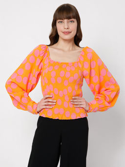 VERO MODA - Women Polka Dots Orange Top