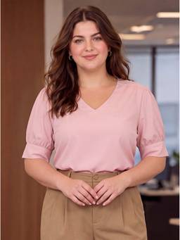 Style Quotient - Women Solid Nude Polycotton Formal Top