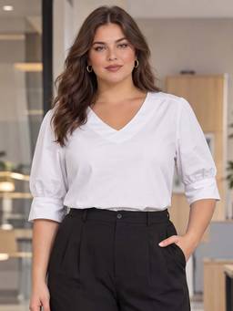 Style Quotient - Women Solid White Polycotton Formal Top