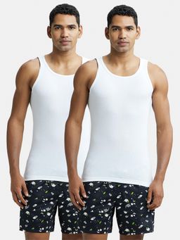 Jockey - 8823 Men Super Combed Cotton Rib Round Neck Vest-White (Pack of 2)
