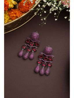 SWABHIMANN - Daniela Magenta Zirconia Dangler Earrings