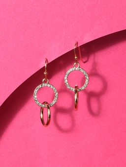Accessorize London - Women's gold Pave Linked Circles Short Drop Earring