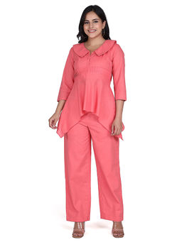 LIROSE - Pure Cotton Coral Top & Pant Co-Ord (Set of 2)