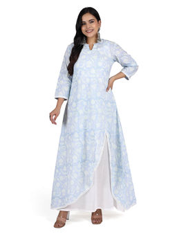 LIROSE - Pure Cotton Gadd Floral Print Having Blue Cotton Maxi Dress