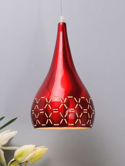 Homesake - Glossy Spinning Cross-Cut Pendant Lamp Red