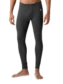 U.S. POLO ASSN. - Men Dark Grey I753 Snug Fit Heathered Thermal Pants