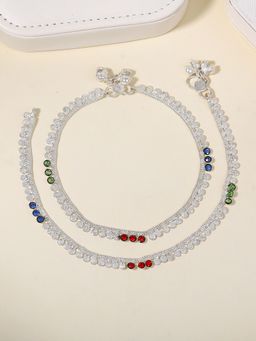 Estele - Rhodium Colourful Gehena Anklets