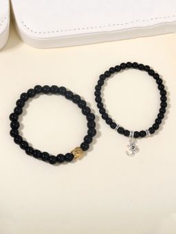 Estele - Gehena Combo for Peace and Protection Black Bead Om Bracelet