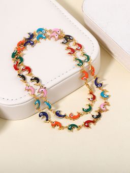 Estele - Gold Plated Gehena Dolphin Necklace