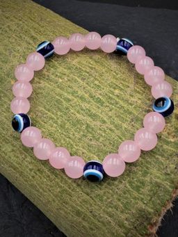 Estele - Gehena Unisex Rose Quartz Evil Eye Bracelet