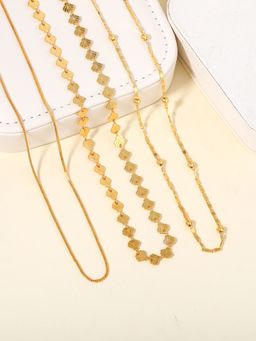 Estele - Simple Unisex Gold Plated Gehena Combo Of 3 Chains