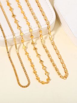 Estele - Luxury Unisex Gold Plated Gehena Combo Of 3 Chains