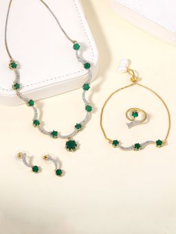 Estele - Elegant Green Gehena Jewellery Combo Set